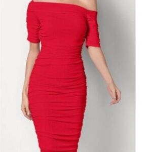 VENUS Bold Red Midi Dress
